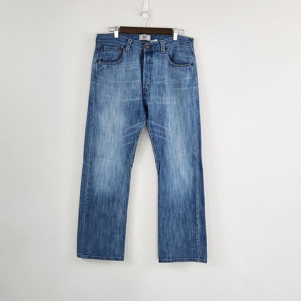 Levis 501 Original Fit Jeans Stone Wash Straight Leg Button Fly Size 34x30 Mens